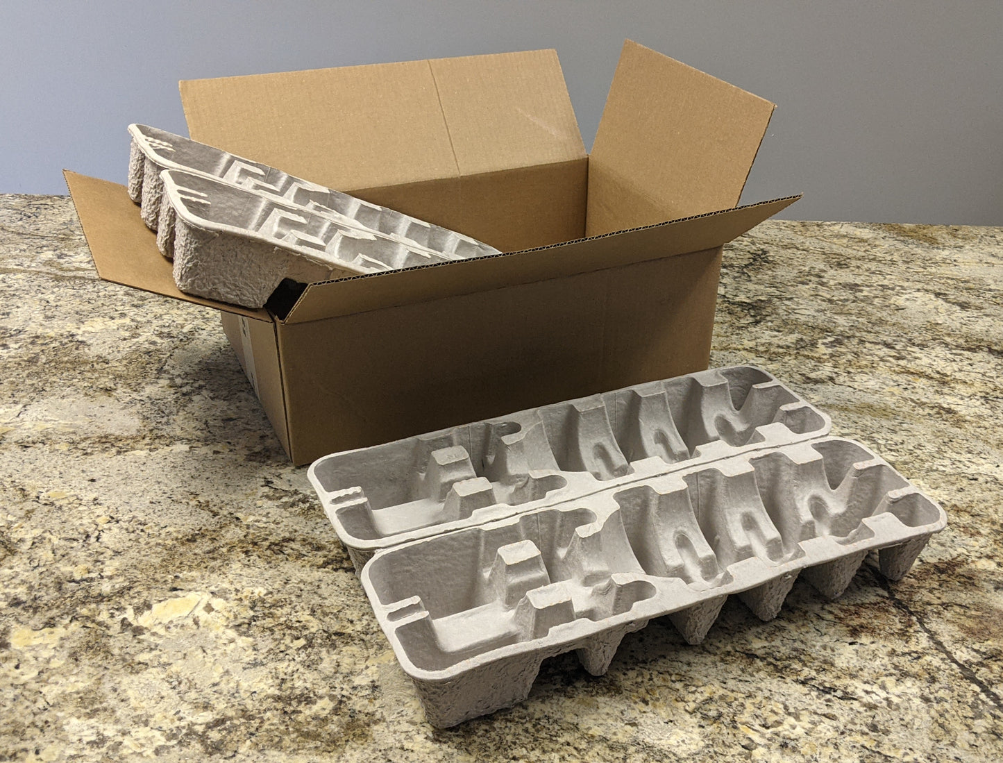 Wine Shipping Box with Protective Pulp Inserts - 2 Magnum (1500ml) Bottles